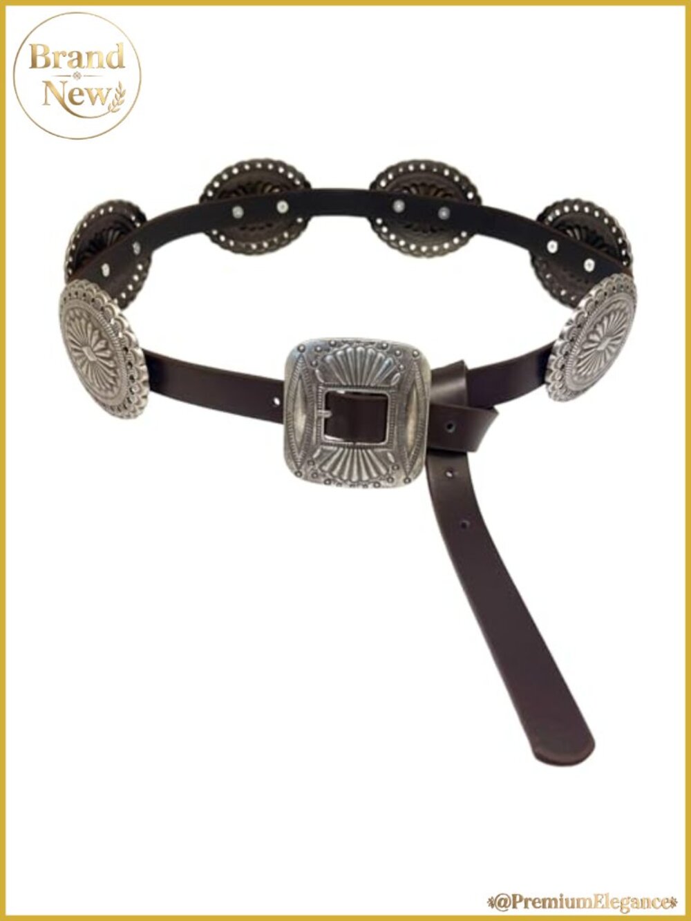 Women's Boho Disc Concho Faux Leather Waist Belt Western Cowboy
